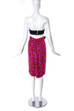 Saint Laurent Rive Gauche Pink and Red Floral Wrap Skirt - BOUTIQUE PURCHASE PRICE