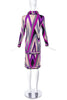 Emilio Pucci Purple Geometric Grey Blush and Purple Printed Polo Collar Dress