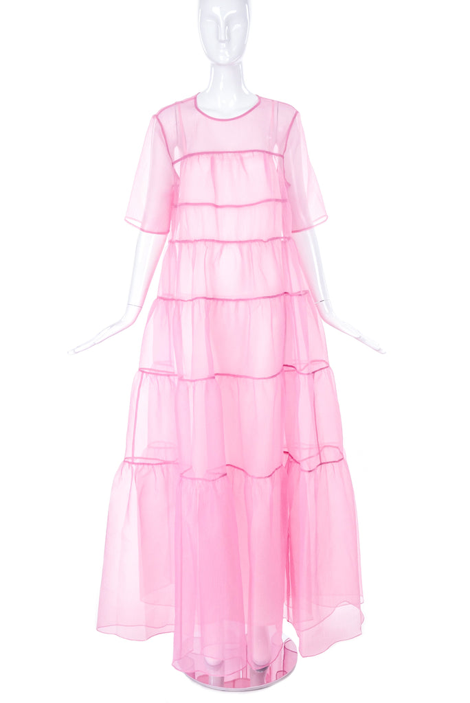 Staud Pale Pink Tiered Chiffon MuMu Gown with Matching Slip Dress