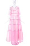 Staud Pale Pink Tiered Chiffon MuMu Gown with Matching Slip Dress