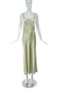 Vintage Green Silk Slip Dress with Creme Lace Inlays