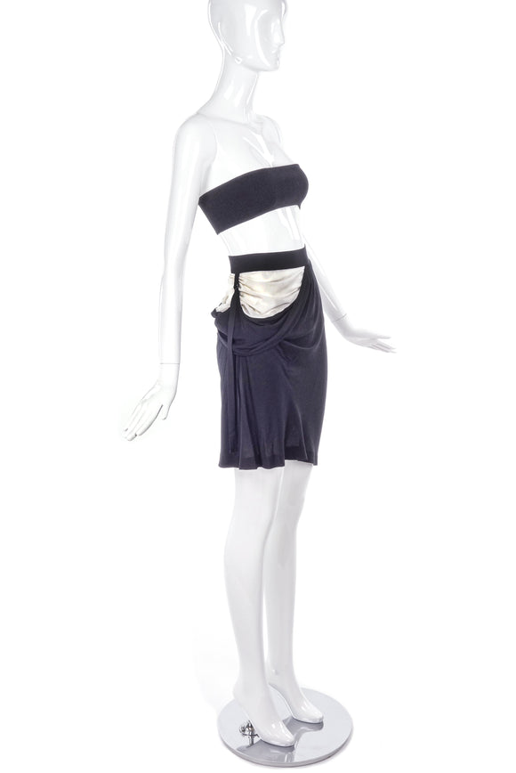 Ann Demeulemeester Black Side Drop Ruched Skirt - BOUTIQUE PURCHASE PRICE