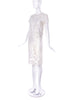 Christopher Kane White Organza Dress with Lace Appliqués and Latex Tape Strips