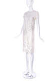 Christopher Kane White Organza Dress with Lace Appliqués and Latex Tape Strips