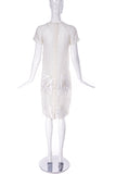 Christopher Kane White Organza Dress with Lace Appliqués and Latex Tape Strips