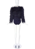 Vintage Black Feather Jacket shown with Roberto Cavalli Body Chain Harness #