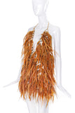 Courrèges Body Chain Top with Orange Feathers