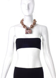 Eddie Borgo Rose Gold Oversized Padlock Chain Necklace with Pavé Diamonds