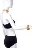 Pauline Trigère Gold Textured Choker with Matching Bracelet - BOUTIQUE PURCHASE PRICE