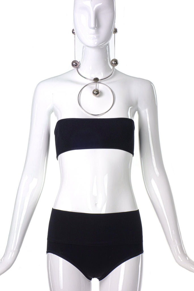 Eddie Borgo 1960's Silver Metallic Inspired Circle Globe Necklace and Double Globe Earrings