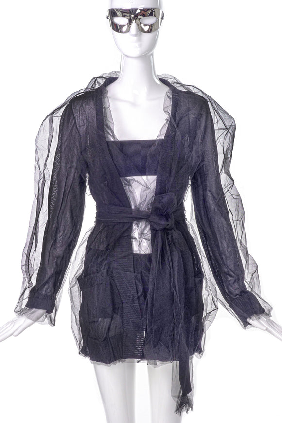 Dolce & Gabbana Black Knit and Tulle Cardigan SS2007