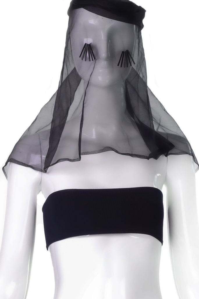 Vintage Black "Madeline Ashton" Veil with Bead Details