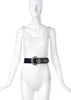 Gianni Versace Black Patent Leather Belt with Biker Chain Buckle