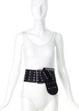 Vintage Oversized Black Leather with Silver Grommet Detail "Berlin" Belt