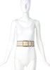 Yves Saint Laurent White Corset Belt with Square Gold Buckle