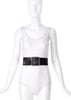 Yves Saint Laurent Black Patent Corset Belt with Square Gold Buckle
