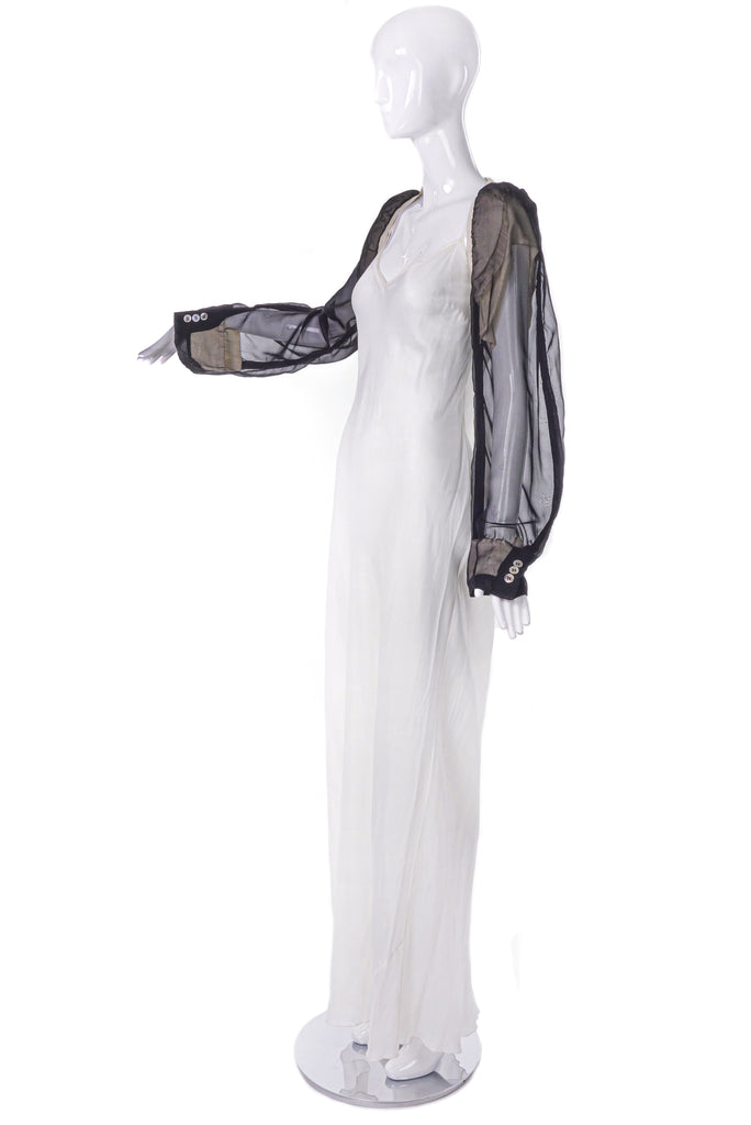 Comme des Garçon Black Chiffon Runway Sleeves Slip Dress Gown from SS1994