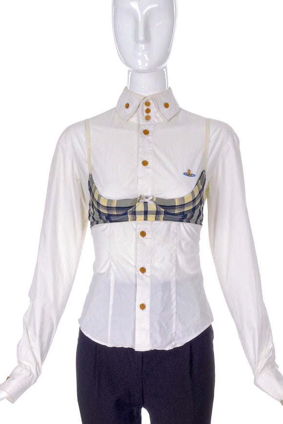 Vivienne Westwood Tartan Bra and Button-Up Blouse