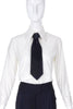 Vintage Trak White 1970's Penny Round Shirt and Wide Black Satin Kipper Tie