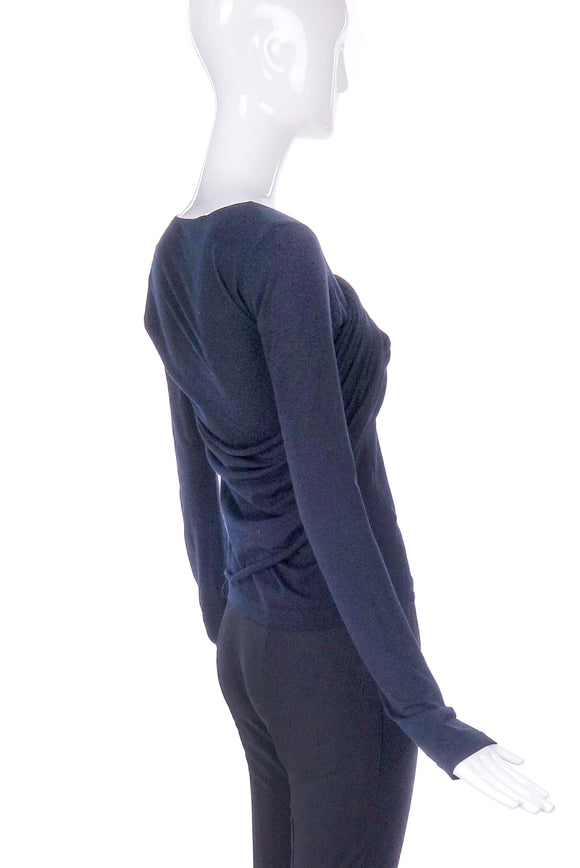 Helmut Lang Black Long Sleeved Draped Wrap T-Shirt