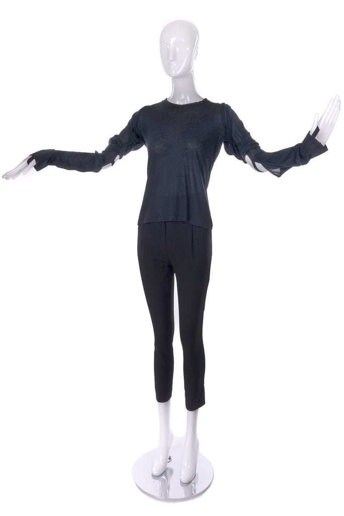 Helmut Lang Black Long Sleeve T-Shirt with Cut-Outs