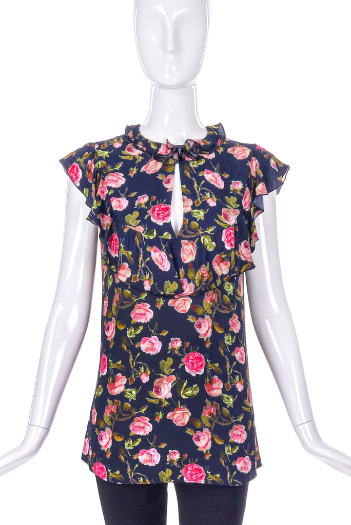 Francesco Scognamiglio Silk Flower Print Ruffle Top- BOUTIQUE PURCHASE PRICE