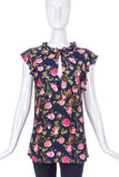 Francesco Scognamiglio Silk Flower Print Ruffle Top- BOUTIQUE PURCHASE PRICE