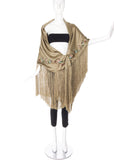 John Galliano Embroidered Floral Shawl with Fringe