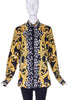 Versace Black & White Graphic Leopard / Zebra and Gold Baroque Print Shirt