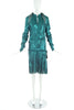 Lanvin Green Blue Turquoise Metallic Drop Waist Dress Spring 2014 Runway