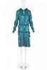 Lanvin Green Blue Turquoise Metallic Drop Waist Dress Spring 2014 Runway