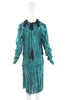Lanvin Green Blue Turquoise Metallic Drop Waist Dress Spring 2014 Runway