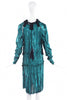 Lanvin Green Blue Turquoise Metallic Drop Waist Dress Spring 2014 Runway