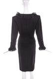 Saint Laurent Black Skirt Set with Swiss Dot Tulle Neckline - BOUTIQUE PURCHASE PRICE