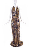 Yves Saint Laurent by Tom Ford Leopard Cheetah Print Silk Caftan Gown Dress