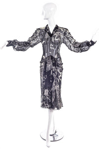 John Galliano Black & White Chiffon Dress FW2003 "Joan Crawford" Collection
