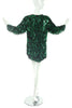 Vintage Emerald Green Metallic Sequin Embellished Mini Dress / Top
