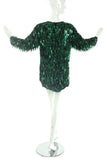Vintage Emerald Green Metallic Sequin Embellished Mini Dress / Top