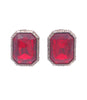 Vintage Gold Ruby Red Huge Square Costume Clip-On Earring