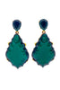 Oscar de la Renta Emerald Green Large Art Deco Teardrop Earring