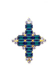 Vintage Emerald Green Reversible Massive Gold and Diamond Cross Necklace