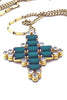 Vintage Emerald Green Reversible Massive Gold and Diamond Cross Necklace