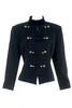Claude Montana Black Military Jacket with Rope Trim and Gold Buttons