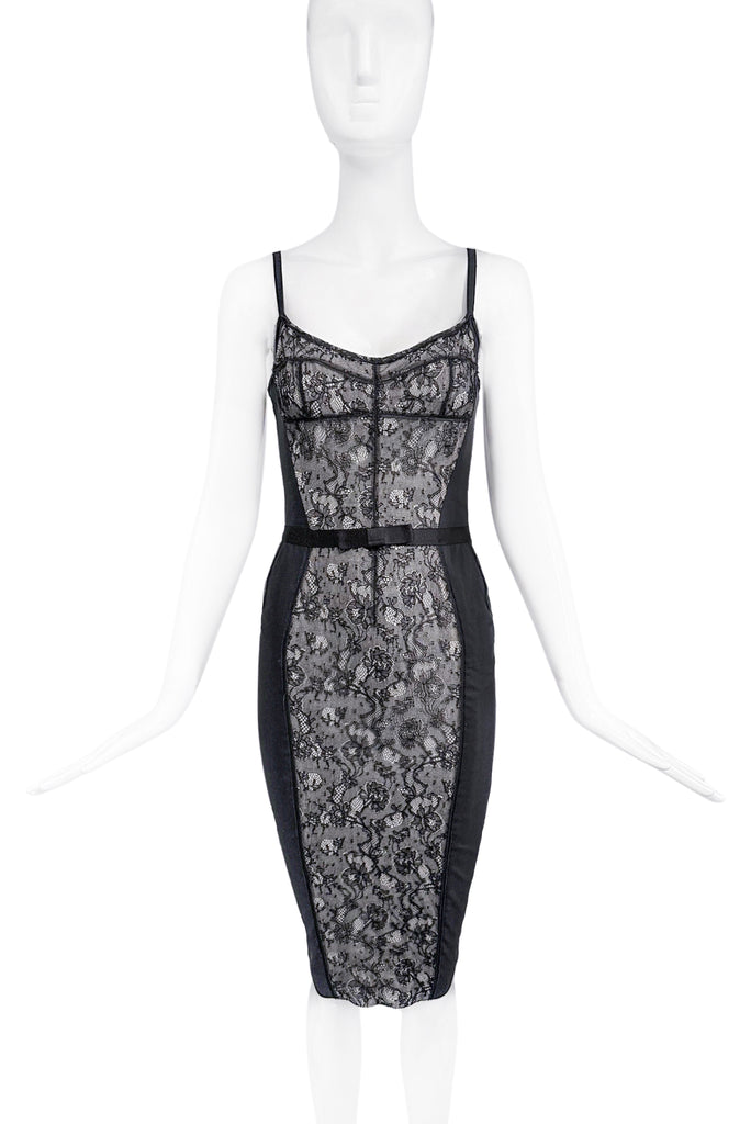 D&G by Dolce & Gabbana Black Bodycon Lace Detail Dress