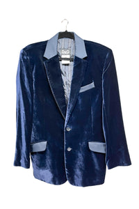 D&G by Dolce & Gabbana Midnight Blue Velvet Tuxedo Blazer Jacket