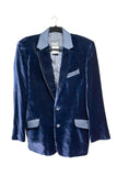 D&G by Dolce & Gabbana Midnight Blue Velvet Tuxedo Blazer Jacket