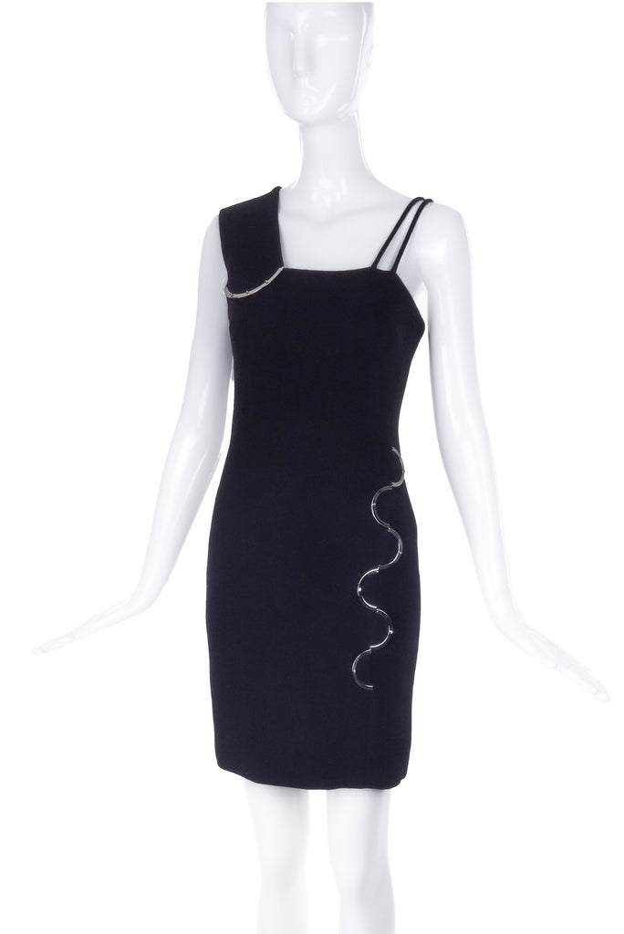 David Koma Black Mini Dress with Silver Hardware FW2016