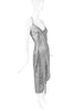 David Koma Silver Metallic Asymmetric Slit Wrap Dress Gown