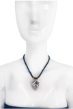 Vintage Tear Drop Diamond Pendant Black Silk Rope Necklace