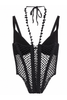 Dion Lee Black Fishnet Crotched Coral Corset Top